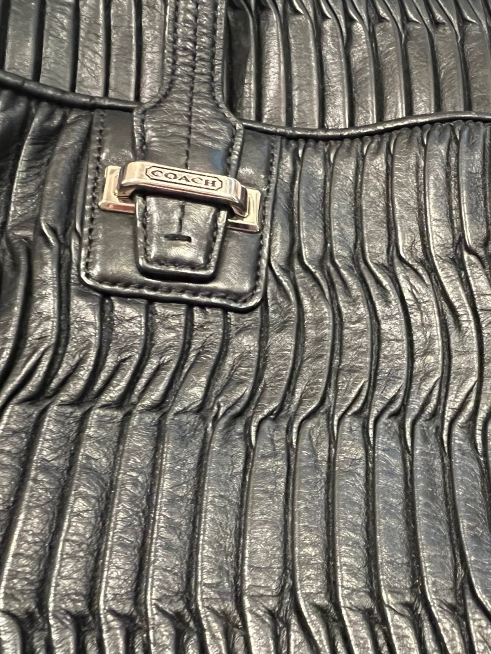 Coach Taylor Pleated Gathered Alexis Leather Satchel Carryall Tote in Black - Picture 13 of 15